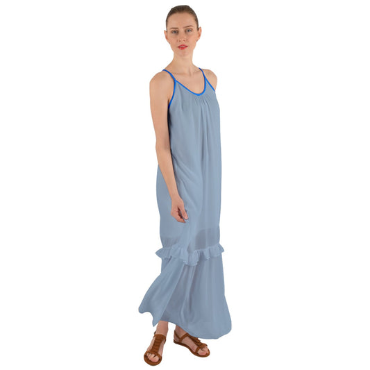 Aqua Smoke Cami Maxi Ruffle Chiffon Underdress