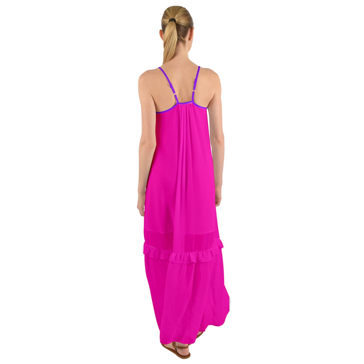 Sweater Pink Cami Maxi Ruffle Chiffon Underdress
