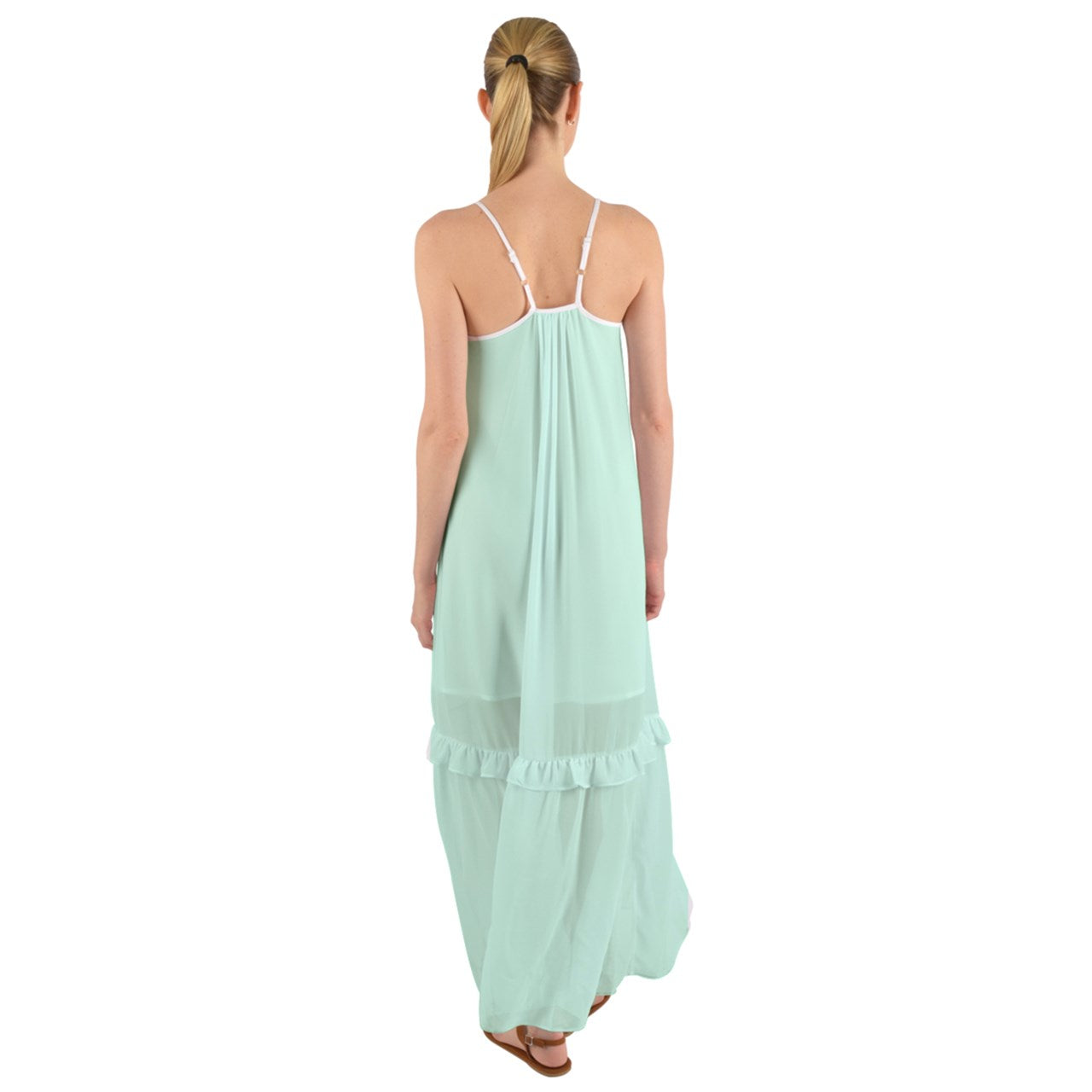 Icee Green Cami Maxi Ruffle Chiffon Underdress