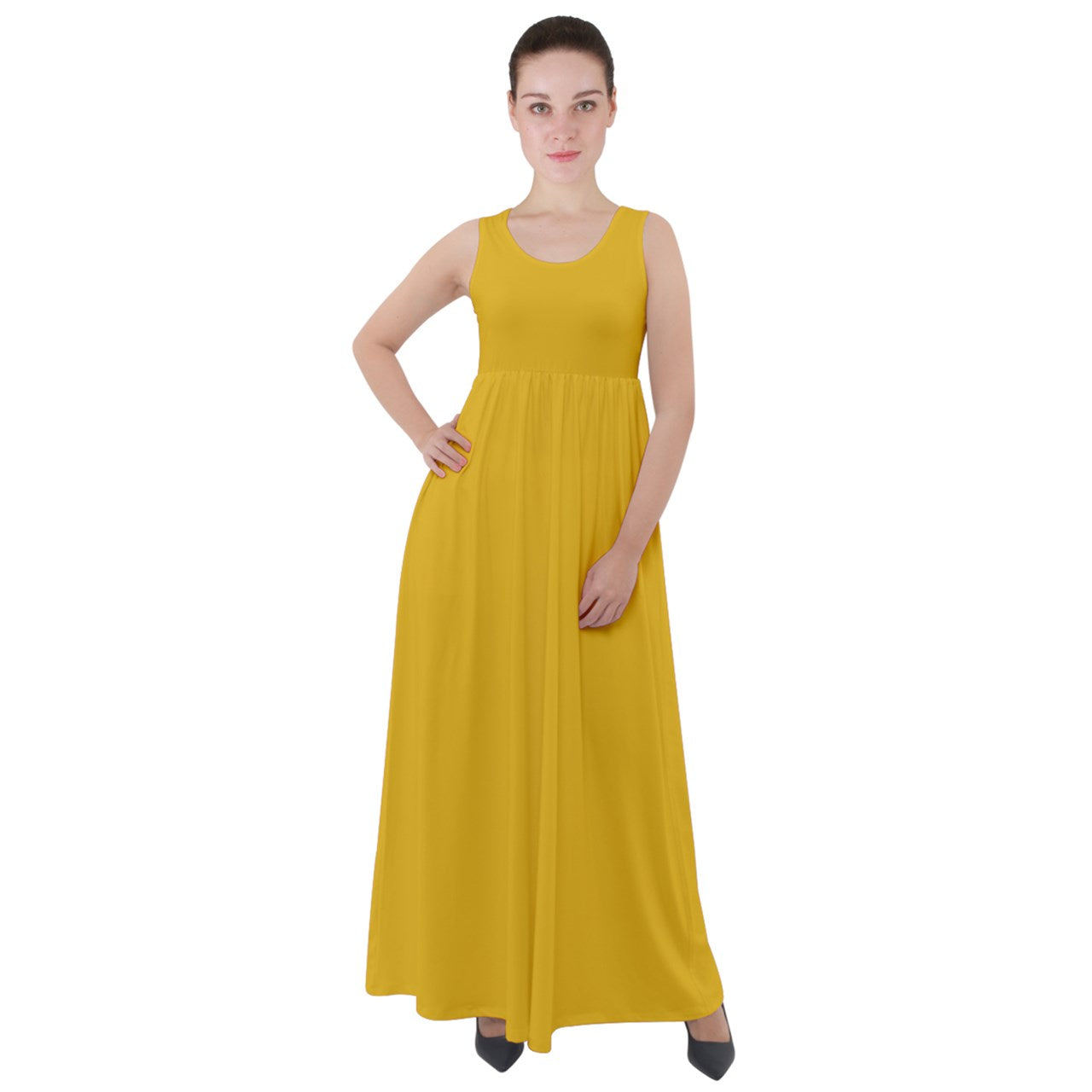 Indigo Gold Empire Waist Velour Maxi Underdress