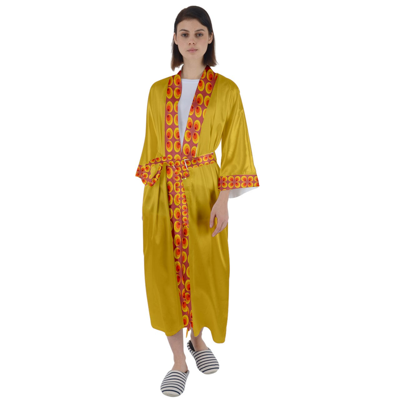 Indigo Gold Maxi Satin Robe