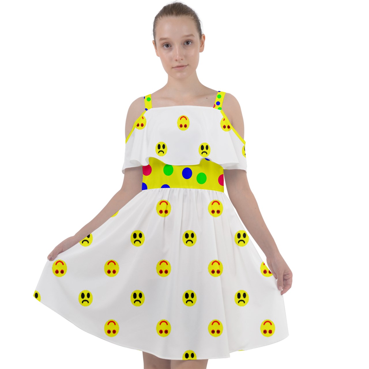 Twisted Smiley lite Cut Out Shoulders Chiffon Dress