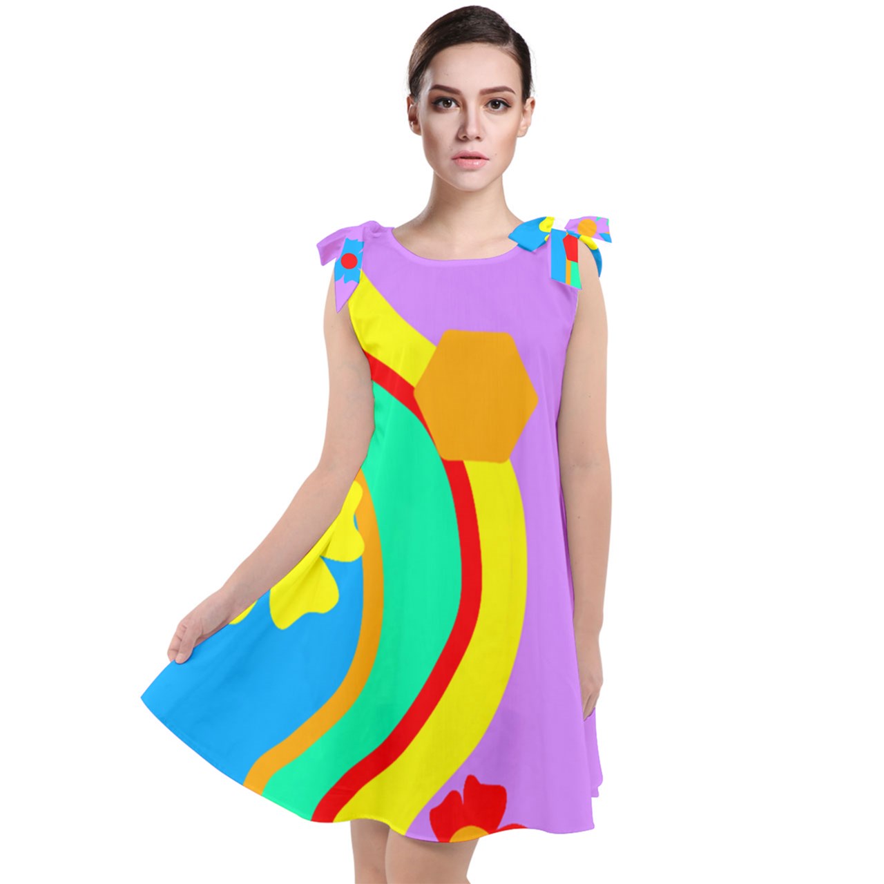 Rainbow Road Tie Up Tunic Dress