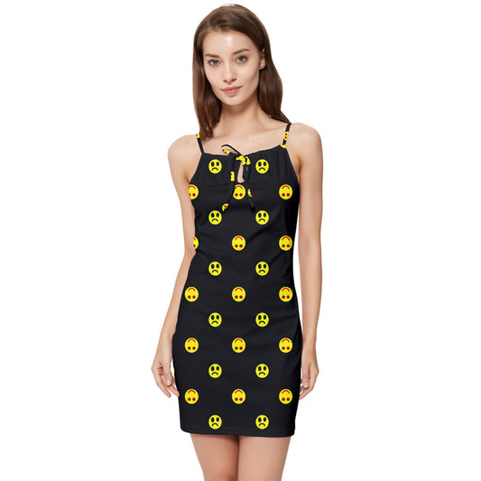 Twisted Smiley dark Summer Tie Front Dress