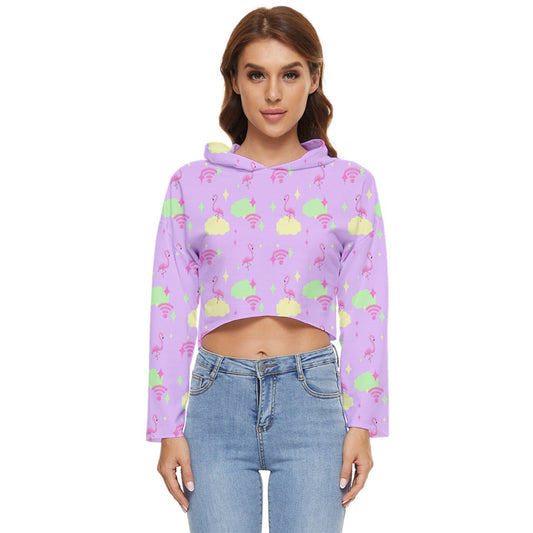 'Flamingo Sky Lightweight Cropped Hoodie