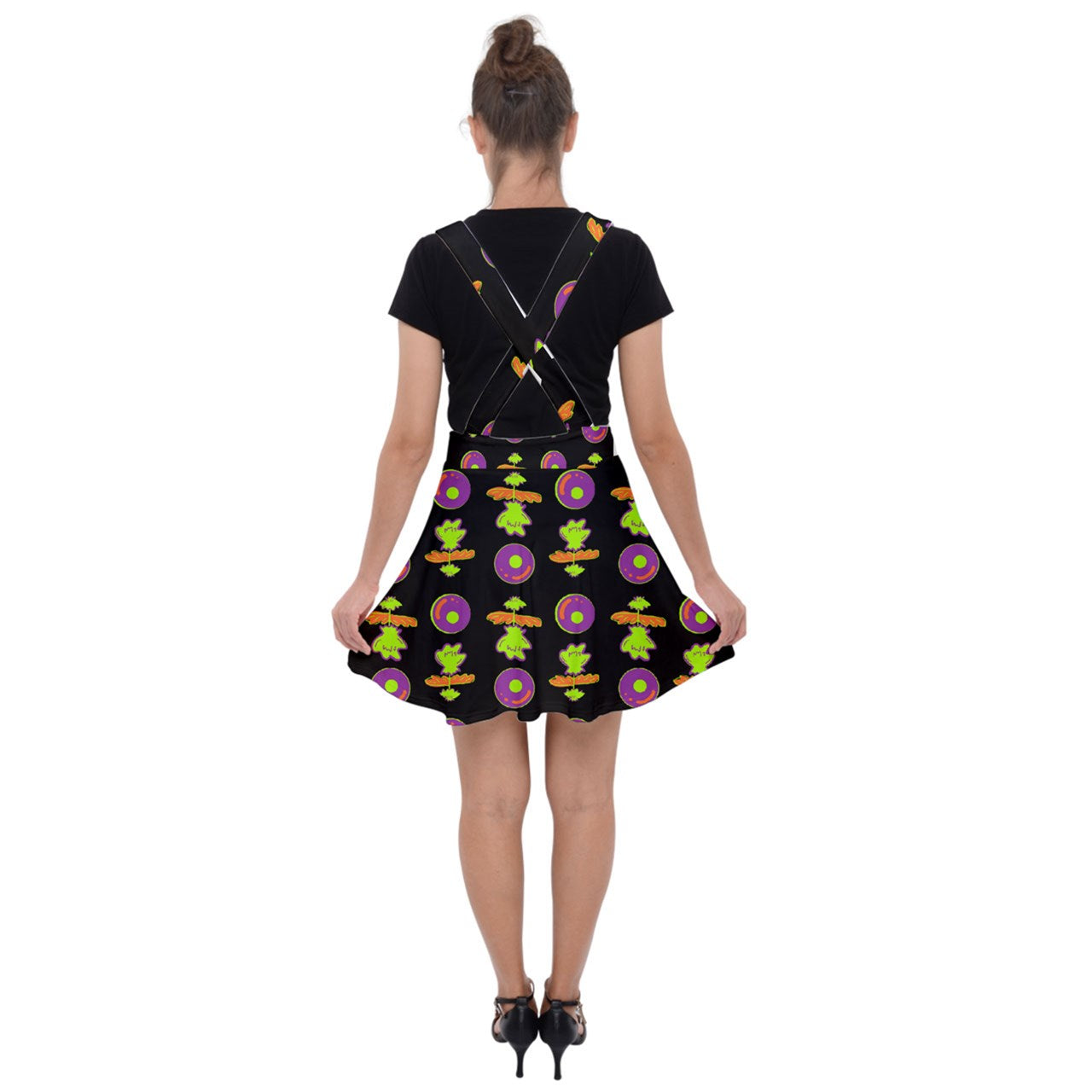 Spooky Flora Velvet Suspender Skater Skirt