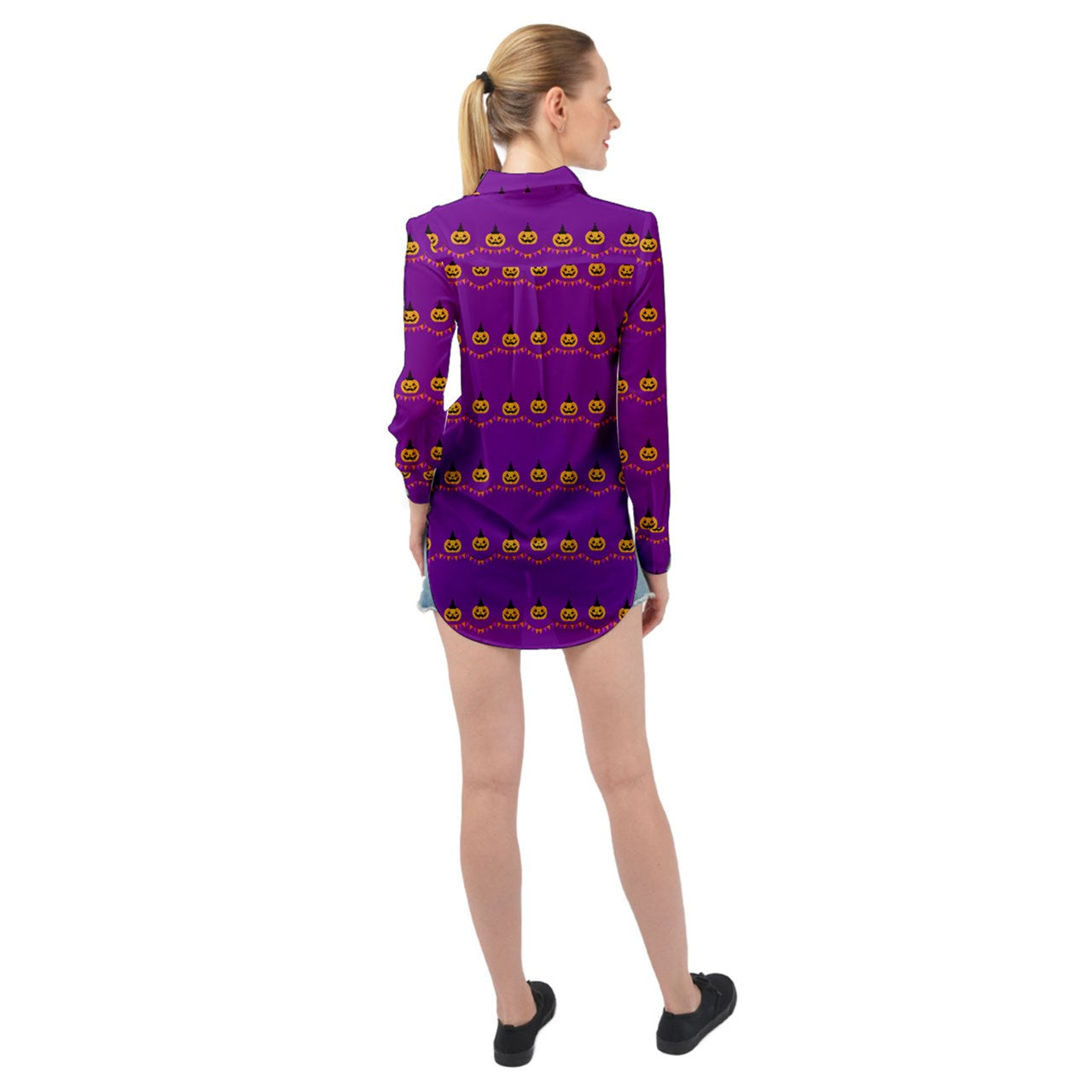 Jack-O Banners Long Sleeve Chiffon Shirt