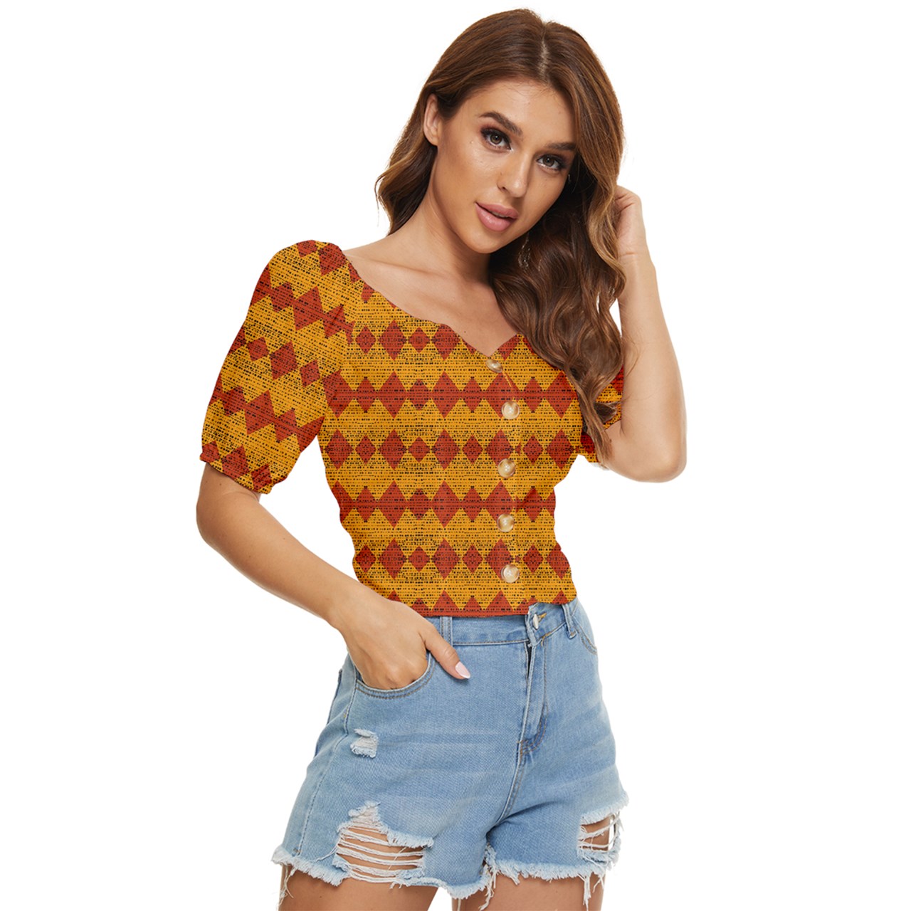 Red Knight Spots Button up blouse