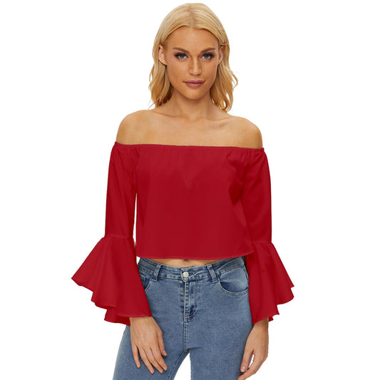 Romance Off Shoulder Flutter Bell Sleeve Top