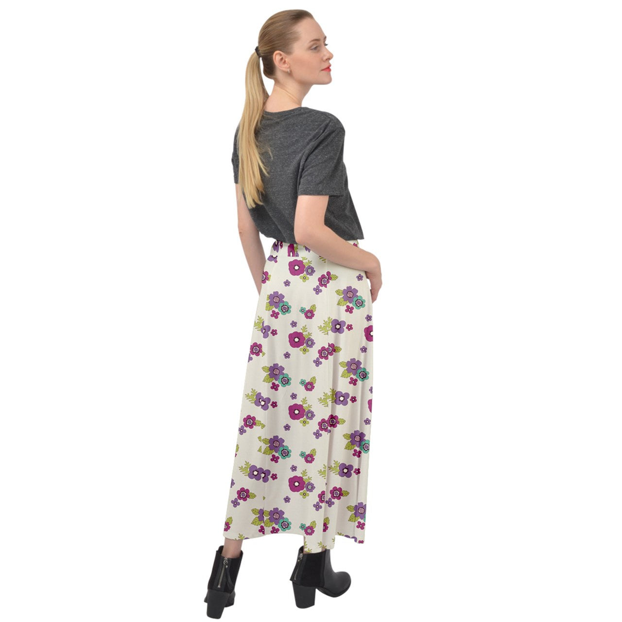 Garden Khaki Velour Split Maxi Skirt