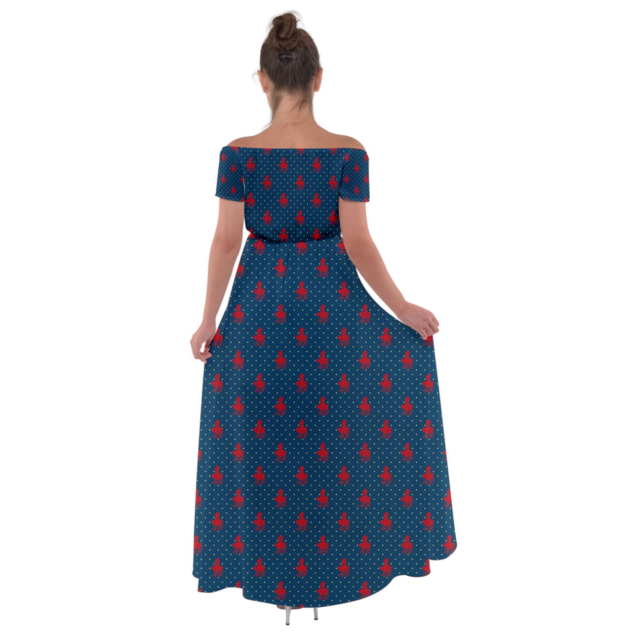 Twilight Rose Off Shoulder Open Front Chiffon Dress