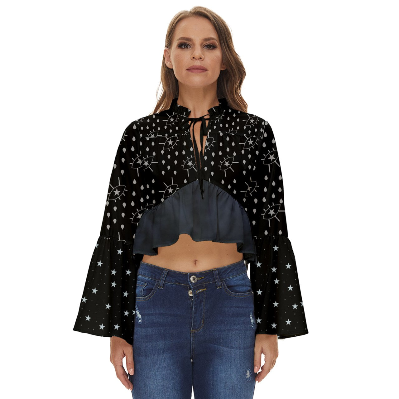 Cry In The Sky Boho Long Bell Sleeve Top