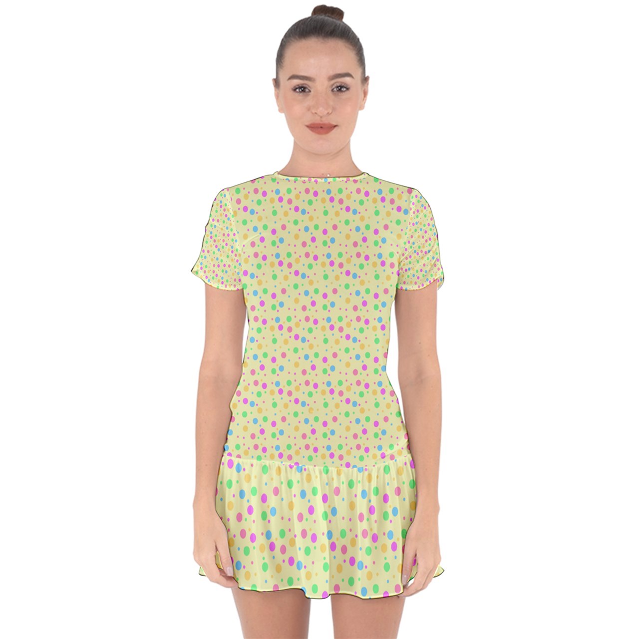 Soft Spot Drop Hem Mini Chiffon Dress