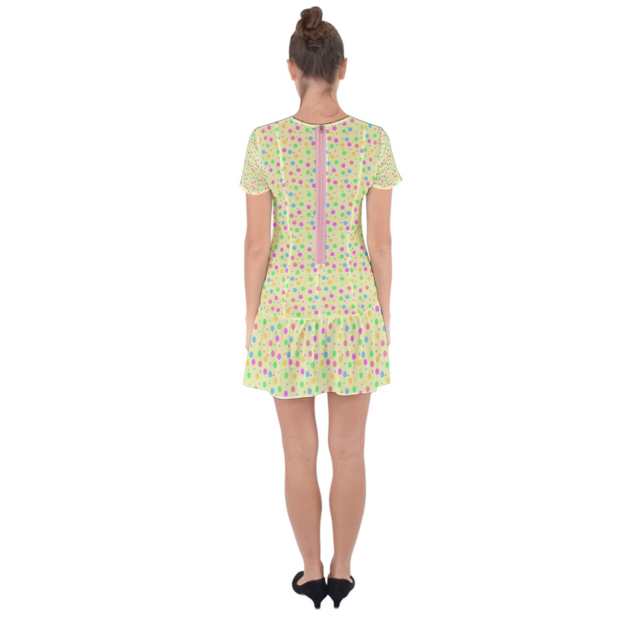 Soft Spot Drop Hem Mini Chiffon Dress