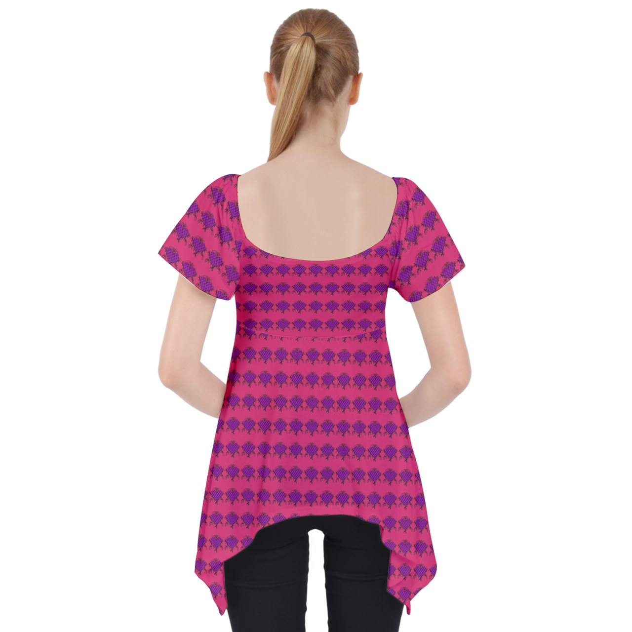 Fuchia Lace Tile Lace Front Dolly Top