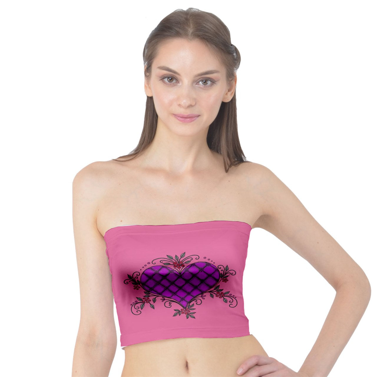 Fuchia Chrome Heart Tube Top