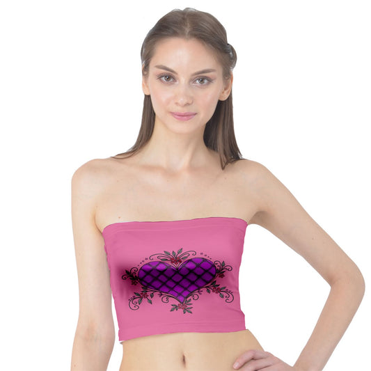 Fuchia Chrome Heart Tube Top