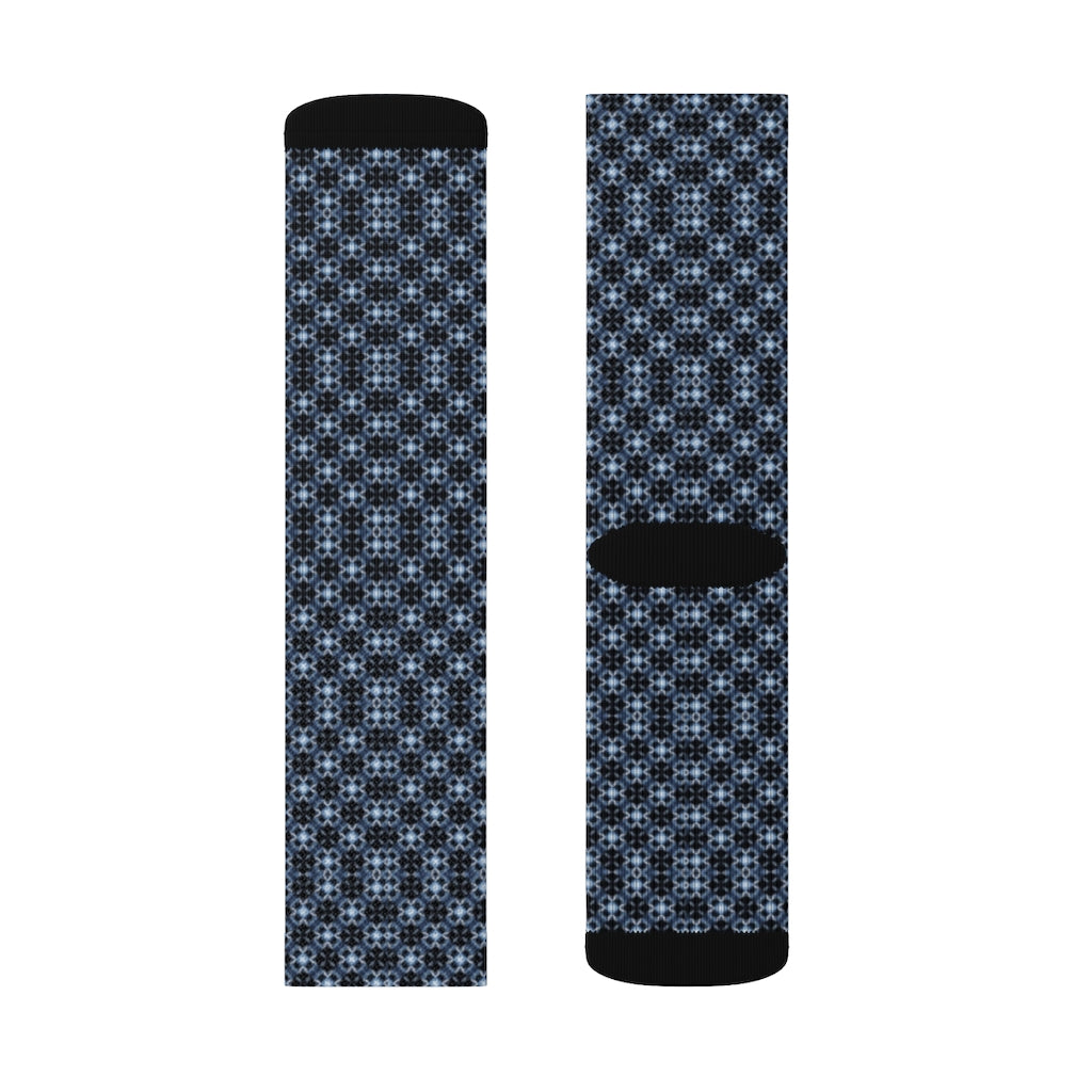 Blue Eyelet Patterned Sublimation Socks