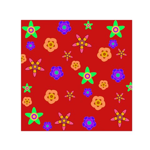 indigo flower red Small Satin Scarf