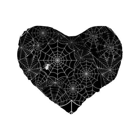 Black Web 16" Premium Flano Heart Shape Cushion