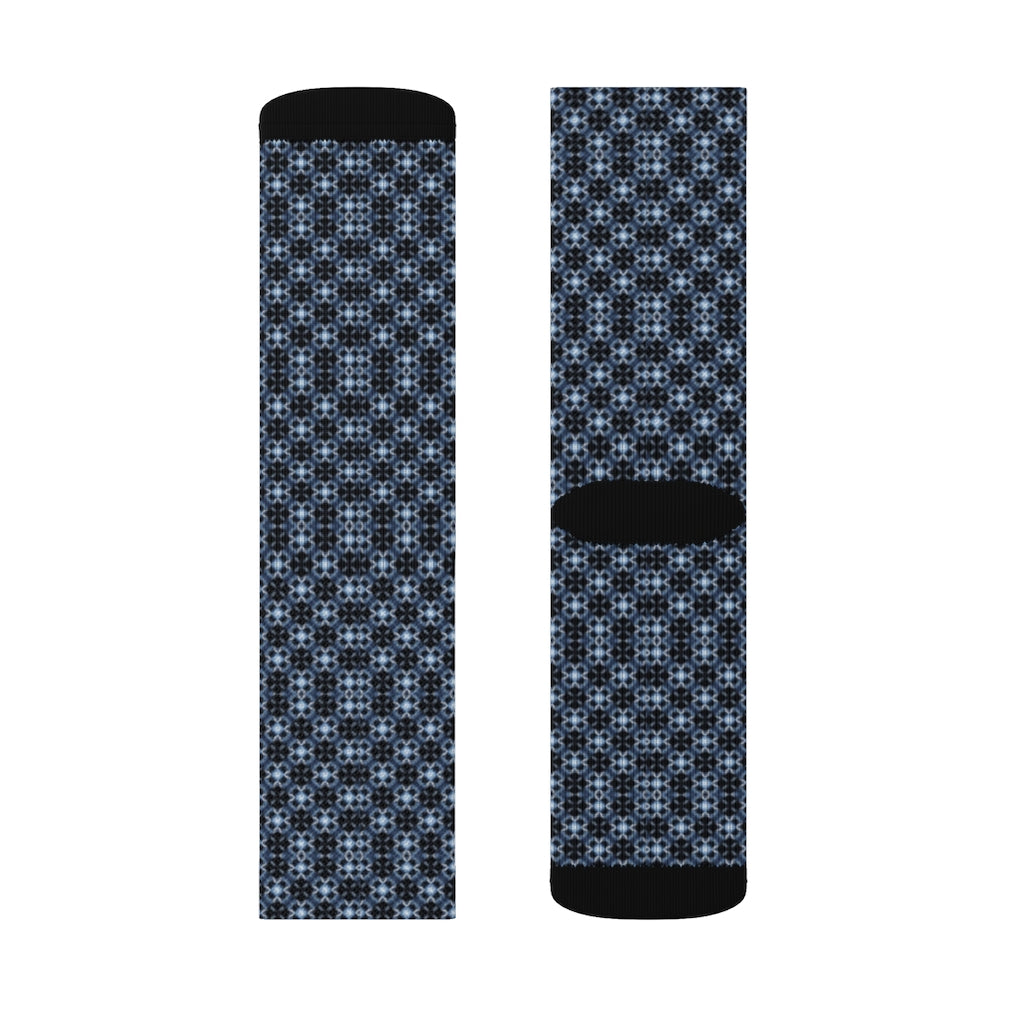 Blue Eyelet Patterned Sublimation Socks