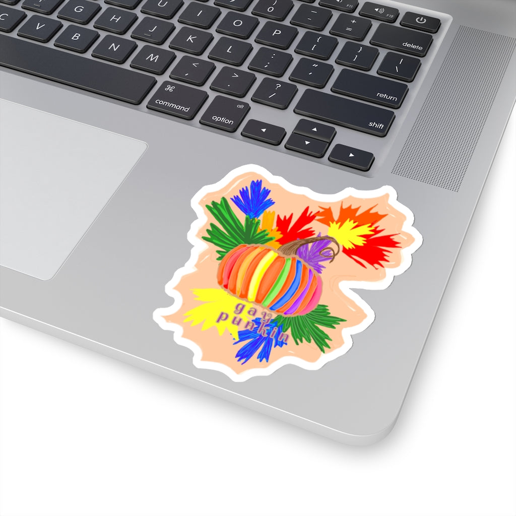 gay flag pumpkin Kiss-Cut Stickers