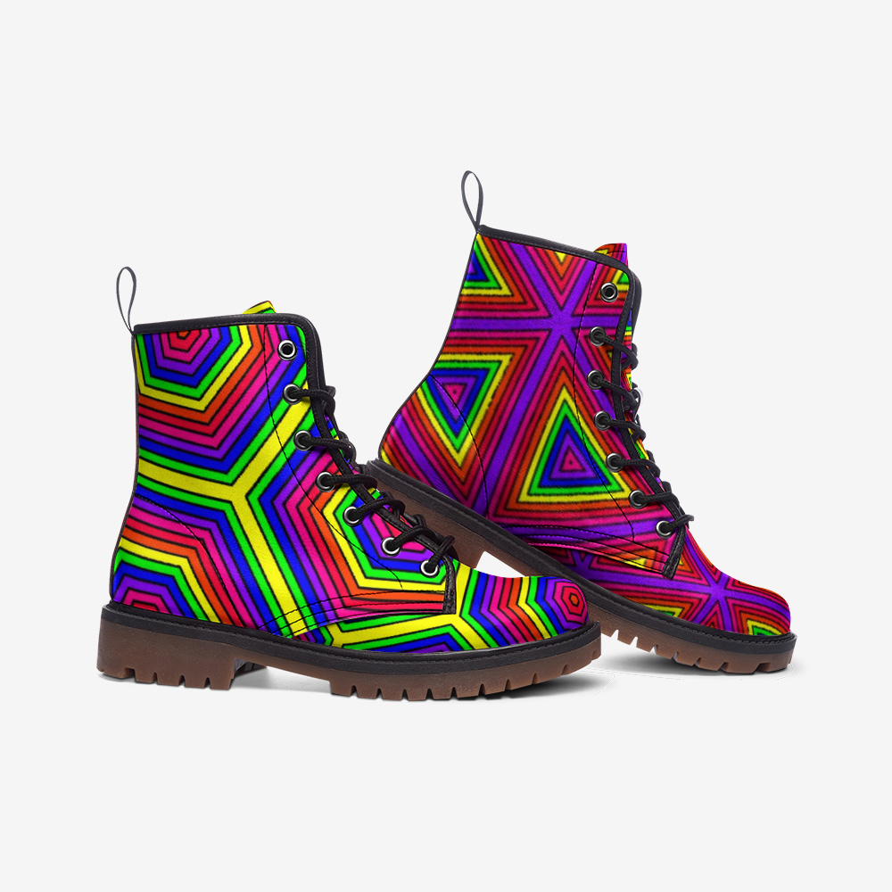 Geo Block Rainbow Leather Lightweight boots MT