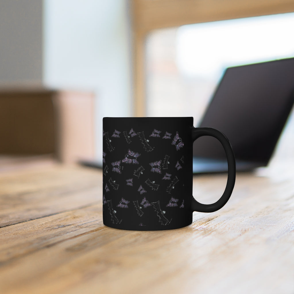 Butterflies and Bats Black mug 11oz