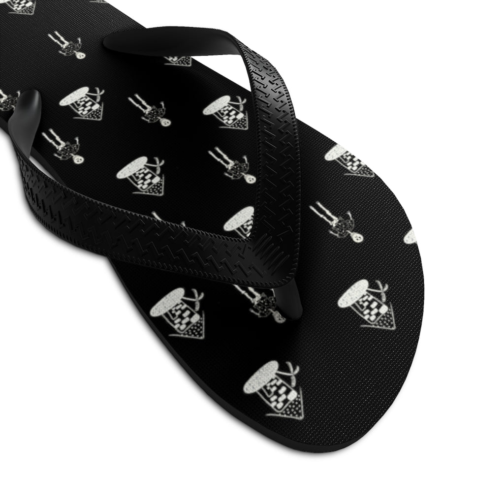 hawaiian skeleton Flip-Flops