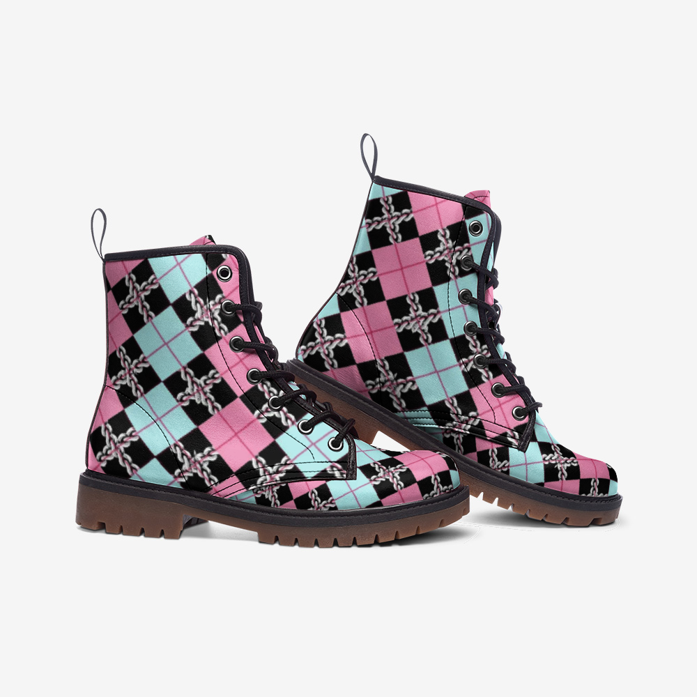 Trans Flag Argyle Leather Lightweight boots MT