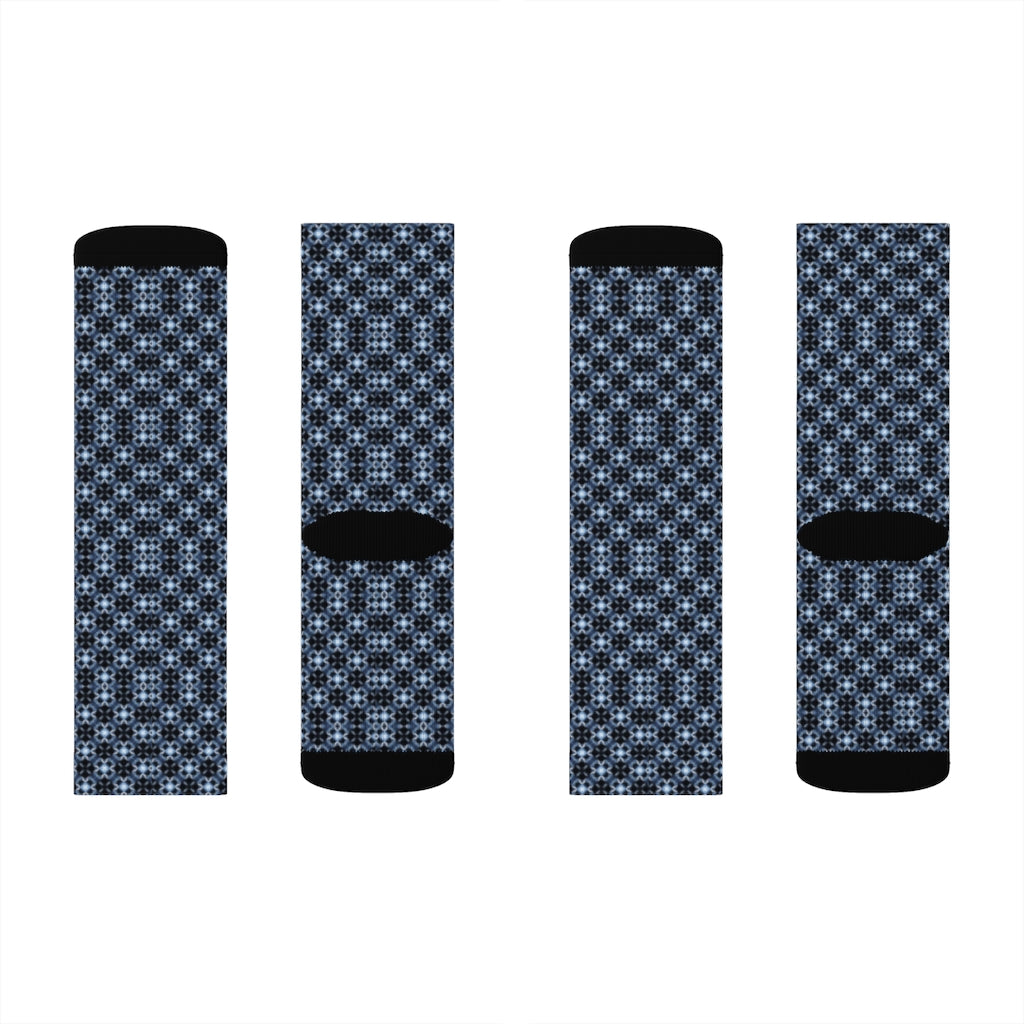 Blue Eyelet Patterned Sublimation Socks