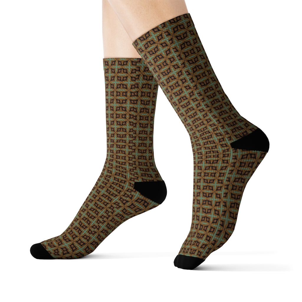 Green Diamond Patterned Sublimation Socks