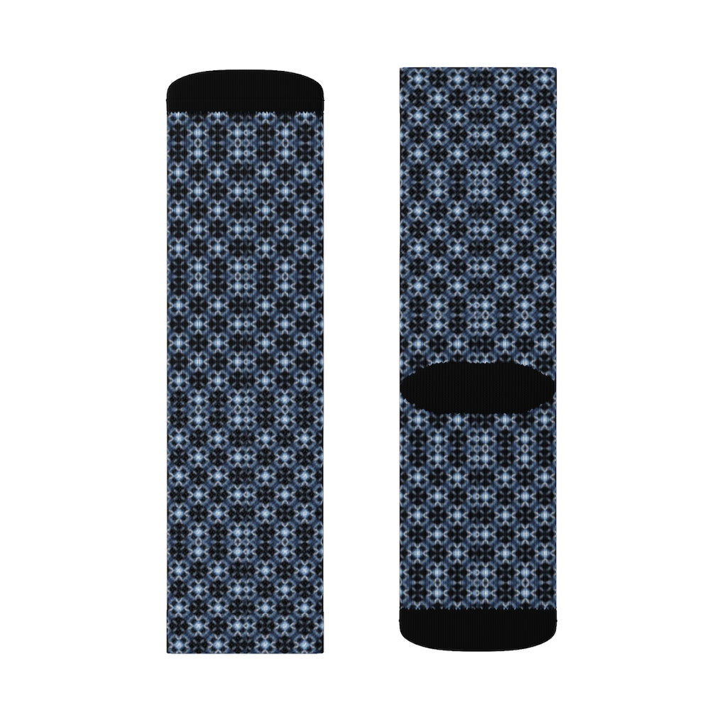Blue Eyelet Patterned Sublimation Socks