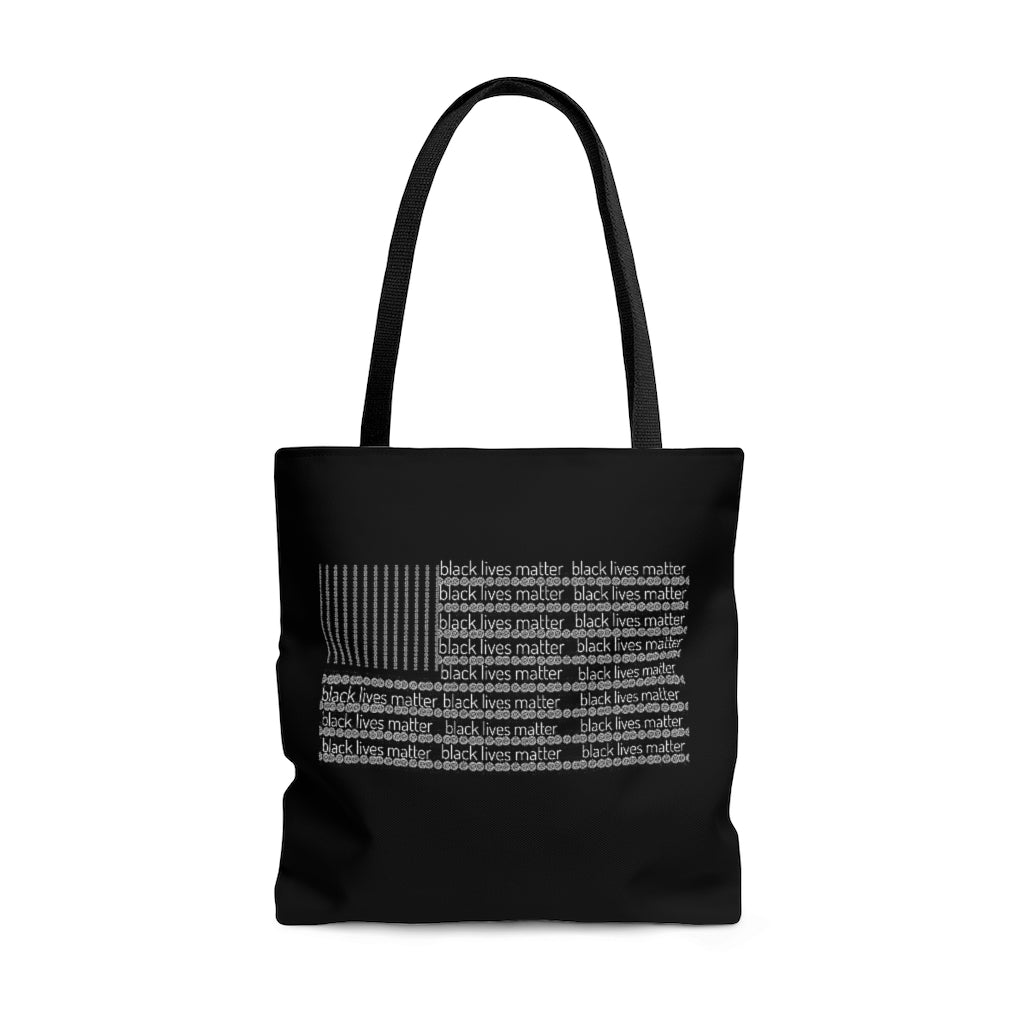 BLM Flag Black Lined Tote Bag - Black