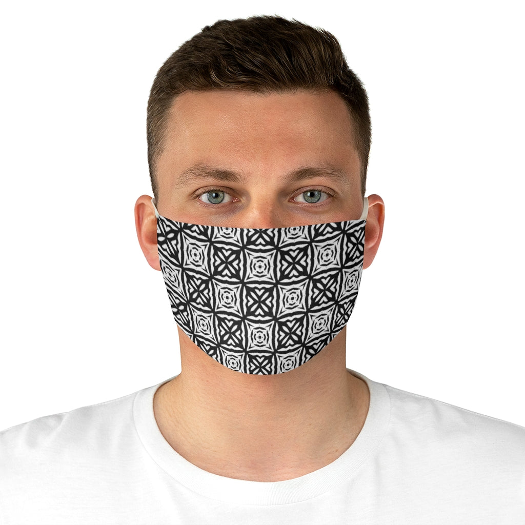Black White Eyelet floral Fabric Face Mask