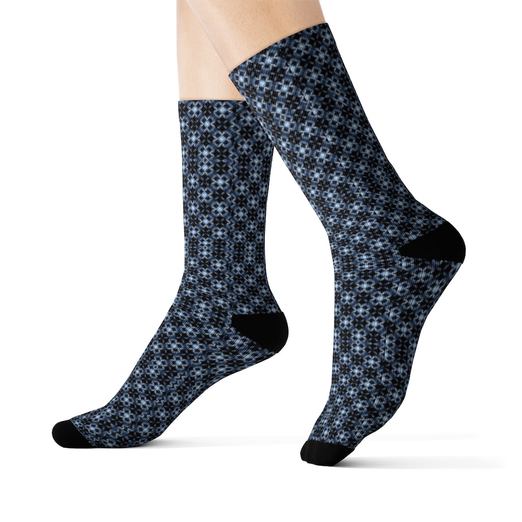 Blue Eyelet Patterned Sublimation Socks