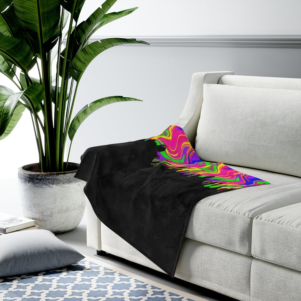 neon rainbow drippy Velveteen Plush Blanket