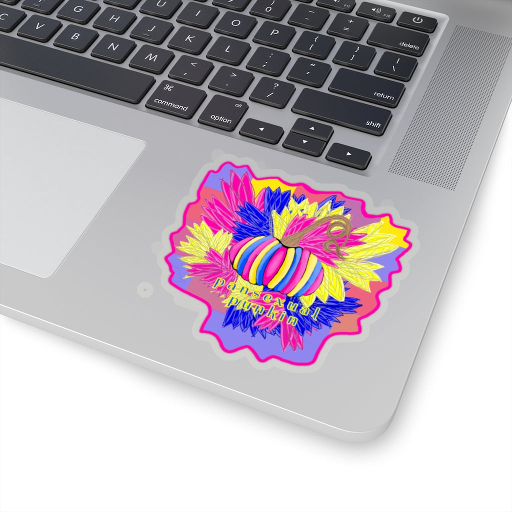 pansexual flag pumpkin Kiss-Cut Stickers